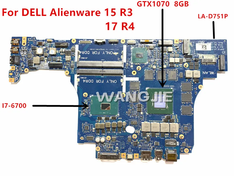 Материнская плата для ноутбука Dell Alienware 17 R4 15 R3 VWNM2 0VWNM2 CN DDR4 LA D751P ЦП GTX1070/8G