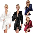 Женское пикантное рекламное длинное кимоно для невесты, халат, атласный Шелковый ночной халат, комбинация, одежда для сна, ночная рубашка, кружевные халаты, платье для сна