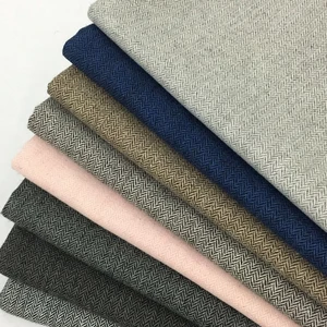 Imported Woolen Twill Herringbone Fabric Tweed Yarn Dyed Vintage Autumn Cloth Light Weight Sewing Suits Blaze