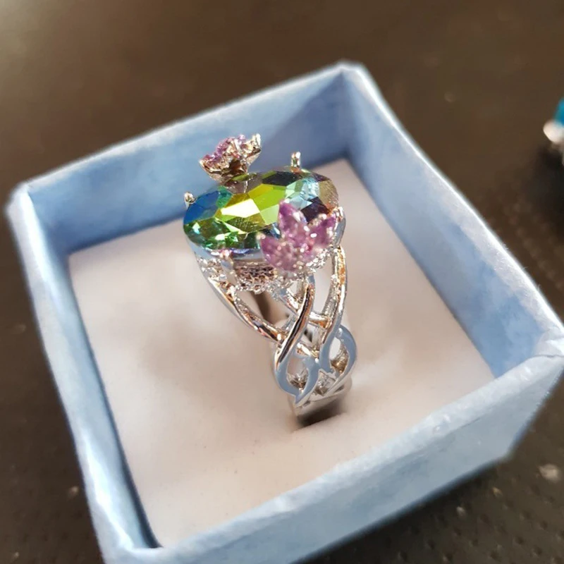 Женское Обручальное кольцо с крупным камнем серебро 925 пробы|Кольца| |