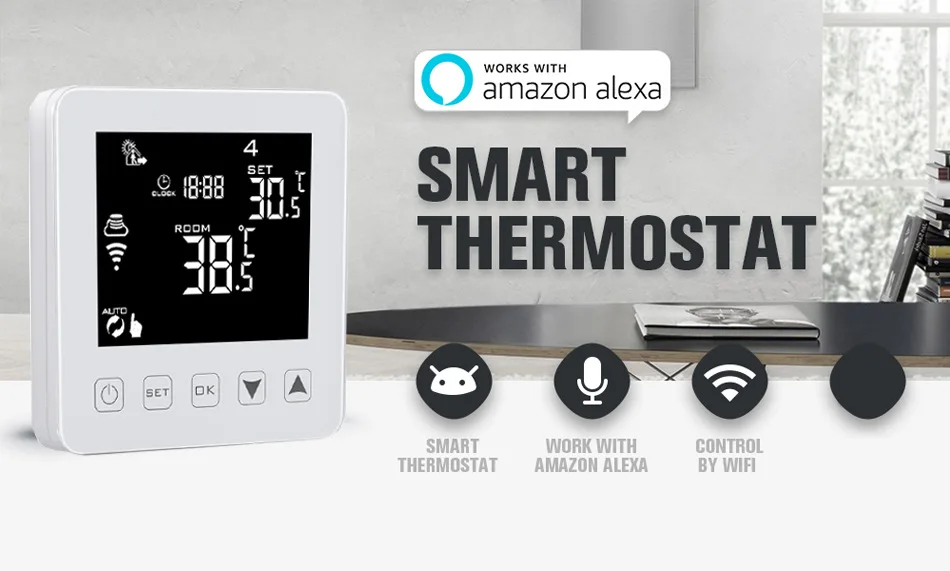 Термостат для теплого пола Комнатный термостат Wi-Fi Alexa программируемый умный термостат Голосовое управление газовый котел Электрический напольный нагрев термостаты 16A терморегулятор wifi терморегулятор 220 в
