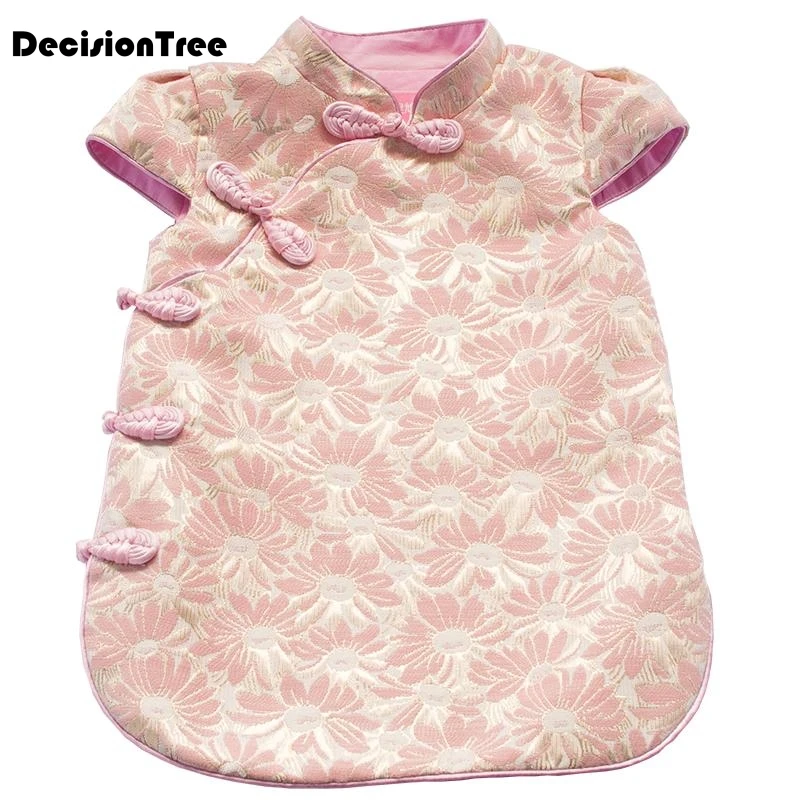 

2021 new floral baby qipao girls lace dresses kid chinese cheongsam black star year gift children's clothes robe
