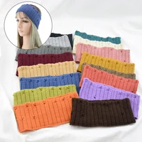 winter warmer ear knitted headband crochet wide stretch hairband holes headwrap turban non slip for lady women hair accessories