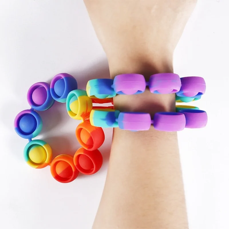 

Fidget Bracelet Reliver Stress Toys Rainbow Push Bubble Antistress Toy Adult Children Sensory Relieve Autism Puzzle Sensory Gift