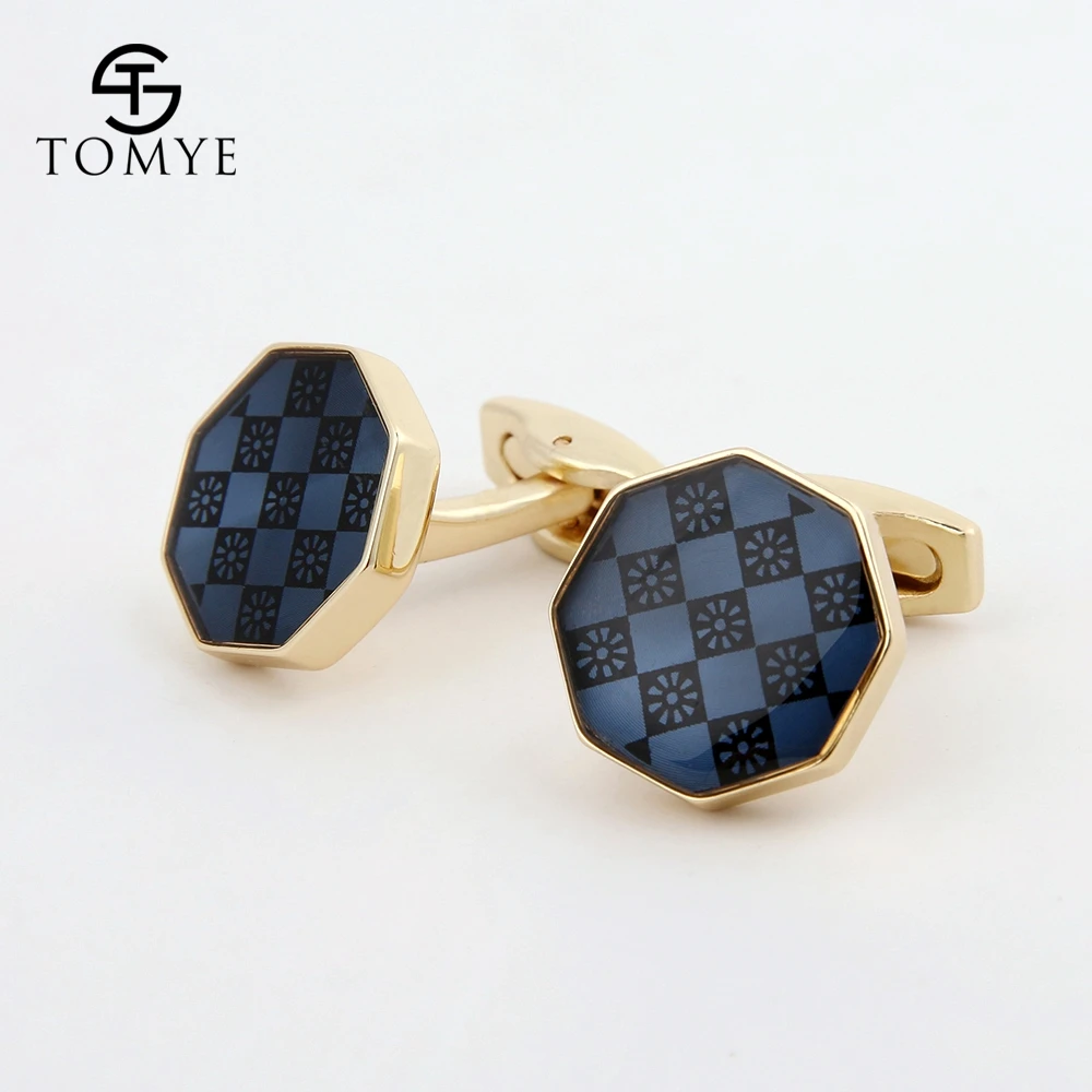 Запонки для мужчин TOMYE XK19S060 золотистые синие модные запонки рубашек в подарок |