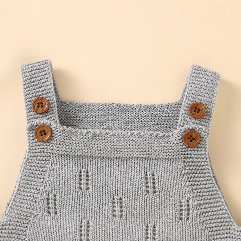 

Infant Baby Sleeveless Knitted Jumpsuit Hat Summer Autumn Fashion Solid Color Hollow Out One Piece