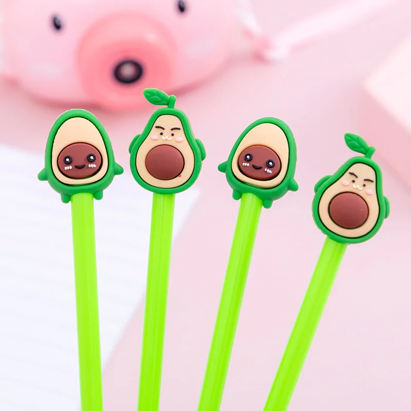 

4 pcs/lot 0.5mm Cute Face Expressions Avocado Gel Ink Pen Signature Neutral Pen School Office Writing Stationery Supply