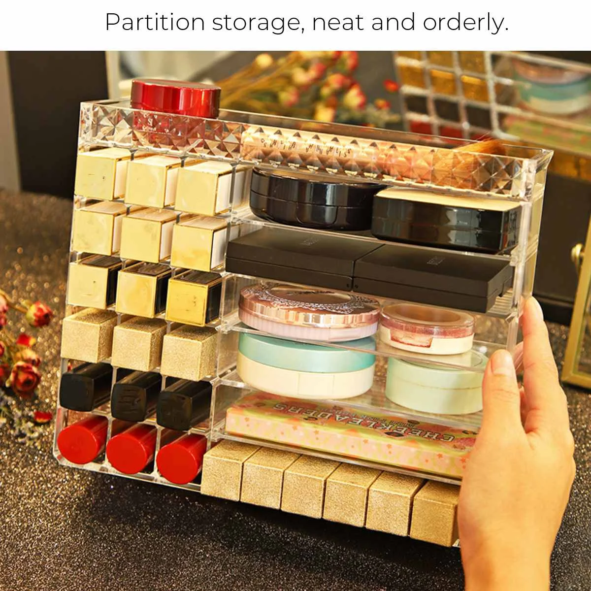 

2020 New Clear Durable Lipstick Display Rack Cosmetic Storage Stand Ladys Gift