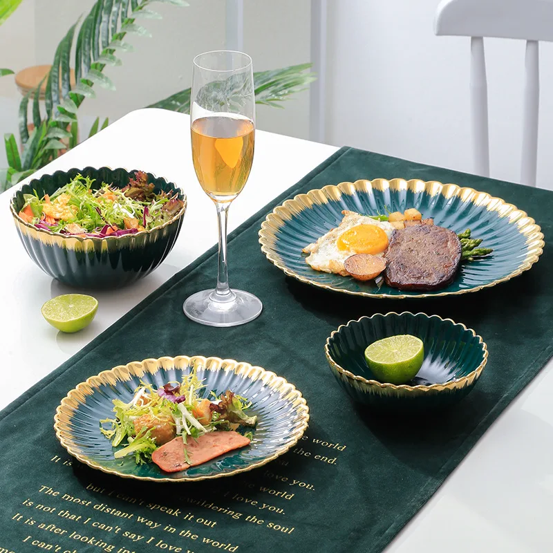 

Ceramic Bowl Plates Sets Dinner Set High Grade Porcelain Dinner Plates Tableware Kitchen Salad Bowl Beefsteak Plate