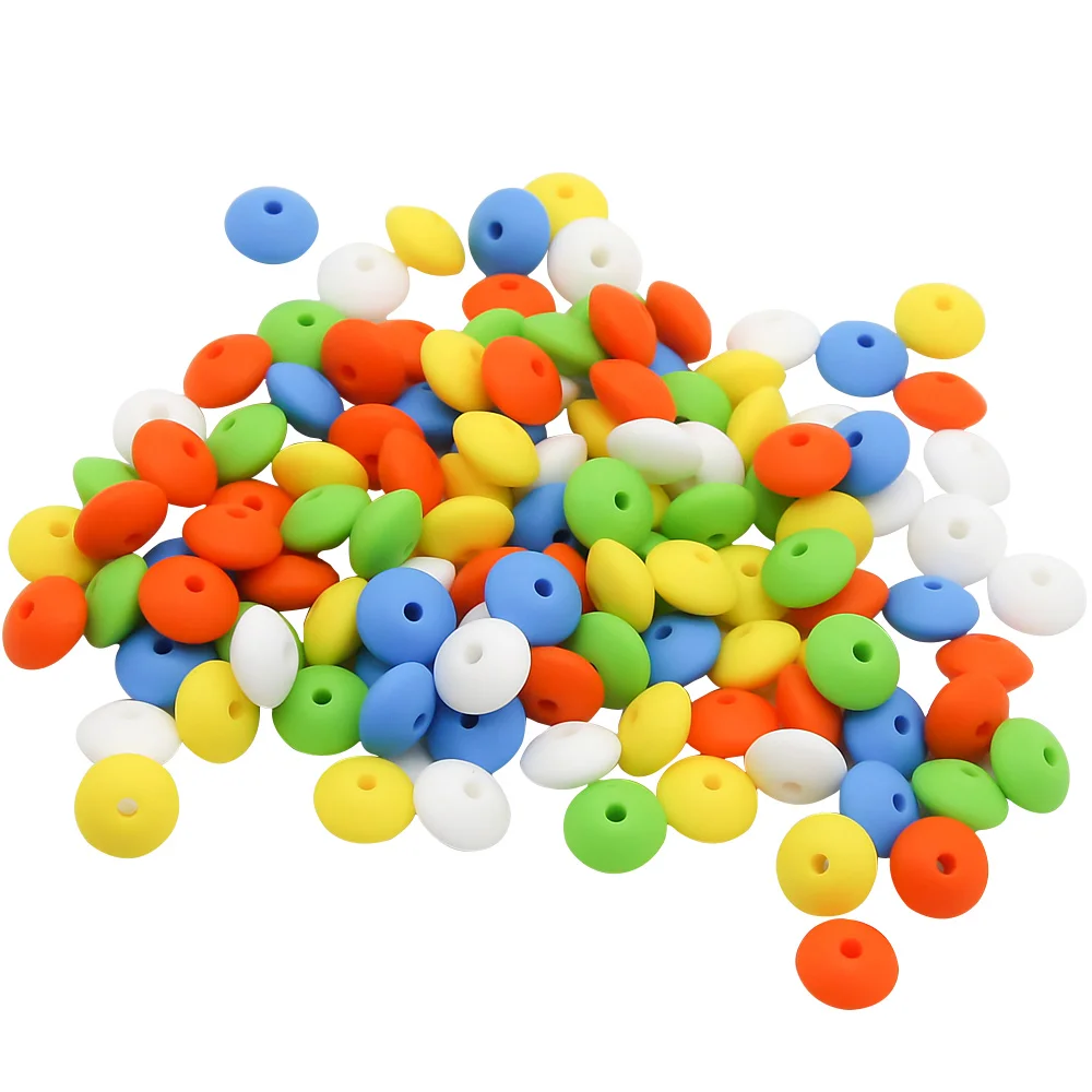 50pcs/lot Baby Lentils Beads Silicone Beads Abacus Lentils 12mm Baby Teether DIY Pacifier Chain Clip