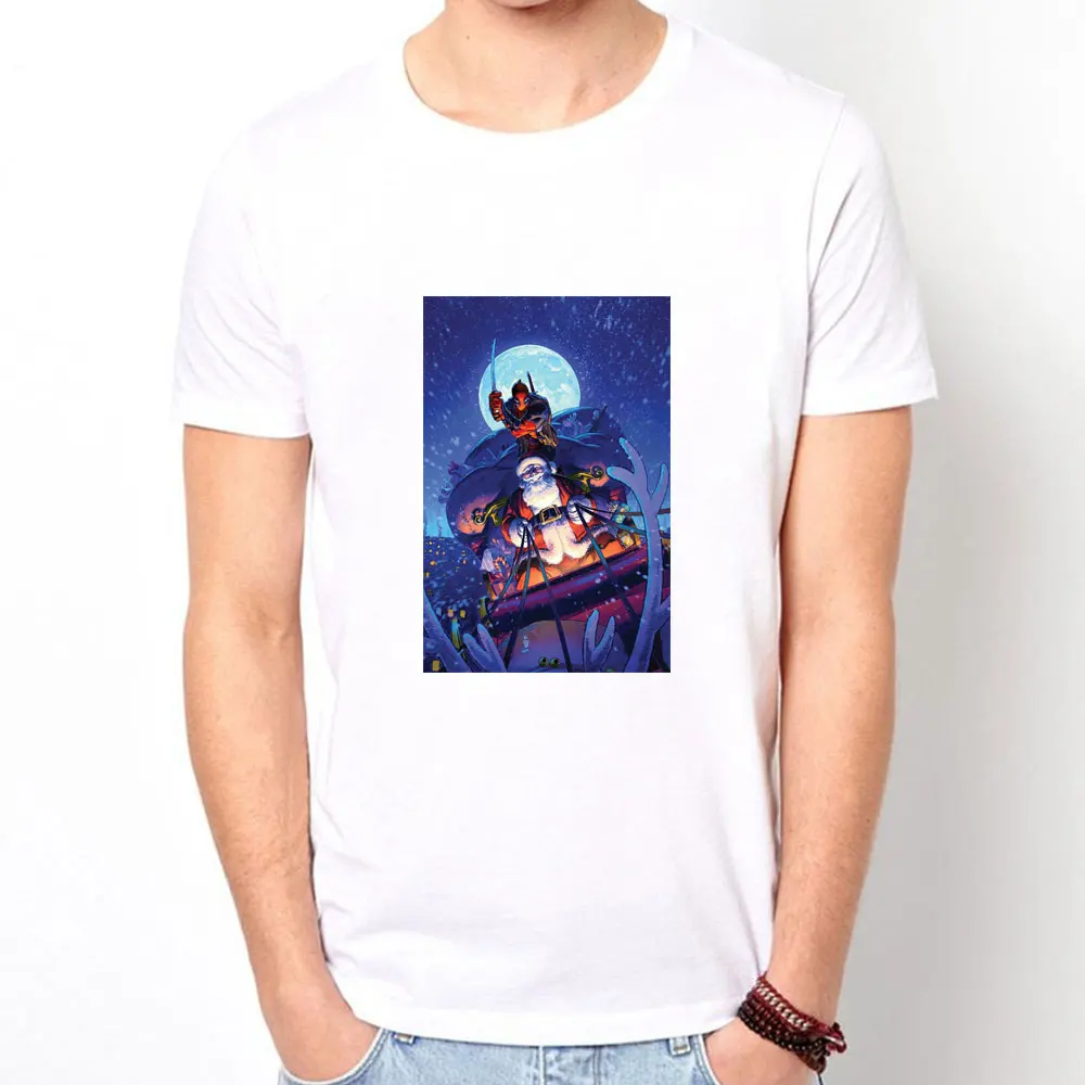 Дэдпул Санта Клаус 100% хлопок Рождественская шляпа мужские футболки модные