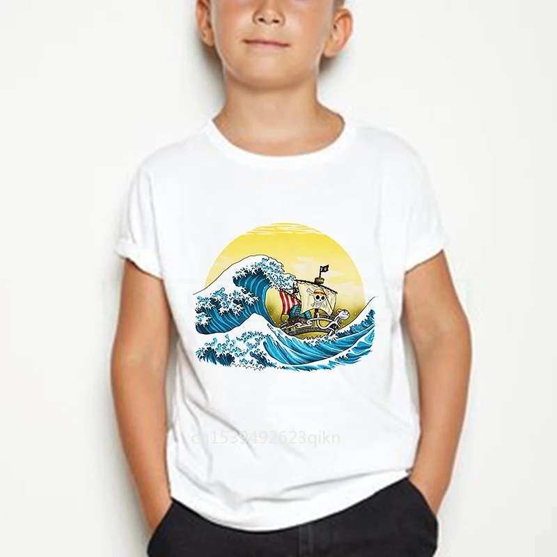 

T Shirt Boy Girl Japanese Anime Luffy Tshirt Child Loose Top Tee Kid Clothes 2021 Tee Shirt Human Skeleton Harajuku Shirt