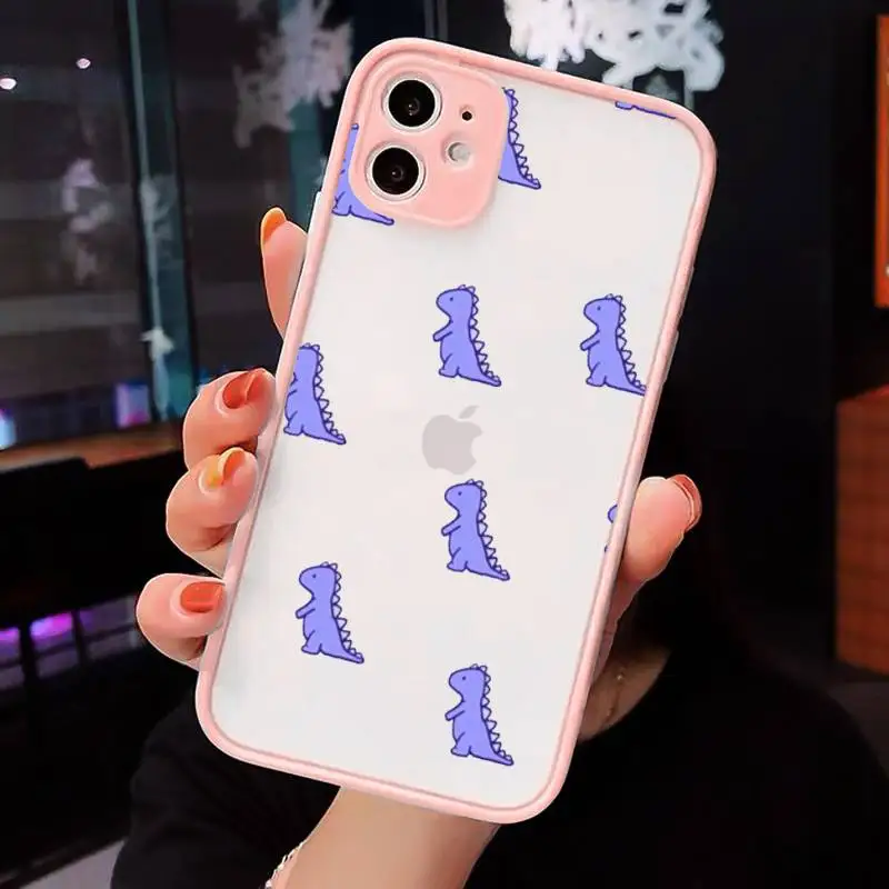 

Cute Dinosaur Baby Fashion luxury Phone Cases shell matte transparent For iphone 7 8 11 12 plus mini x xs xr pro max cover