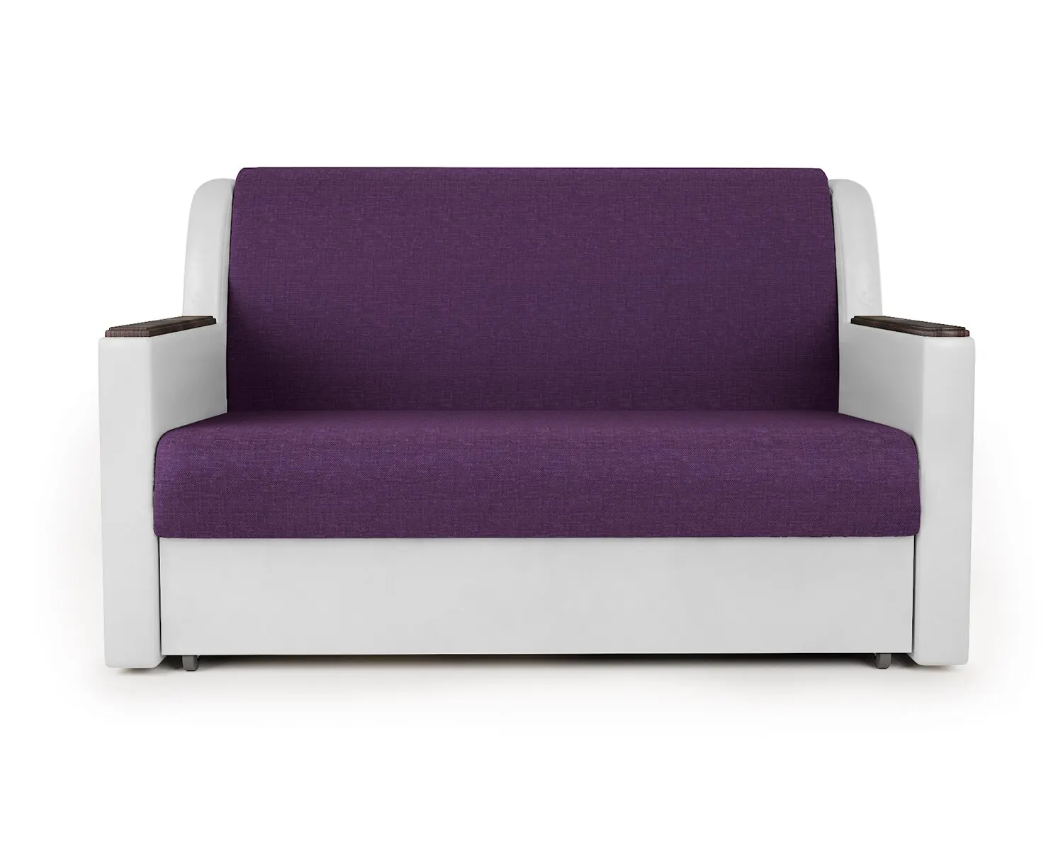 Диван аккордеон Аккорд Д 140 фиолетовая рогожка и экокожа белая | Мебель