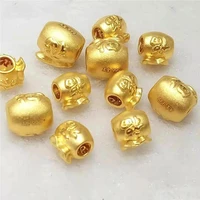 1pcs pure 999 24k yellow gold bead 3d lucky bless fu bag pendant within 0 2g diy gift