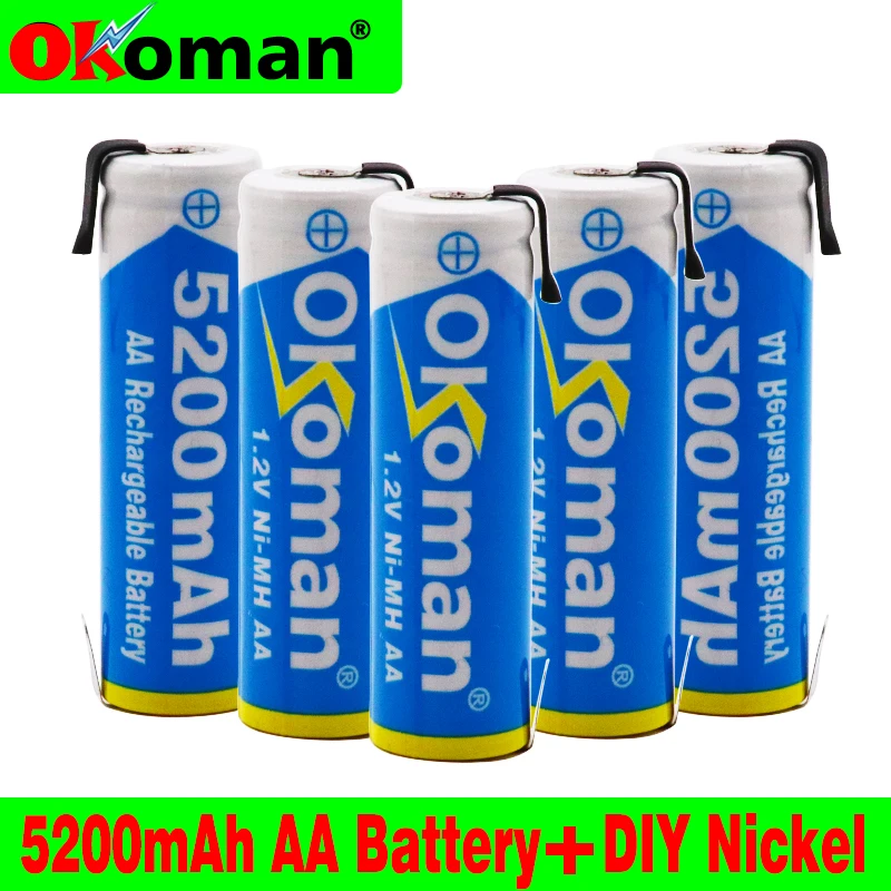 Ni-mh 1,2 V AA перезаряжаемая батарея 5200mah nimh cell Green shell со сварочными вкладками для Электробритва Philips, зубной щетки