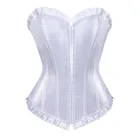 Пикантные Сатиновые корсеты для женщин в викторианском стиле свадебные бюстье, нижнее белье, корсет Топ свадебное платье размера плюс парча для костюмированной вечеринки костюм S-6XL белый
