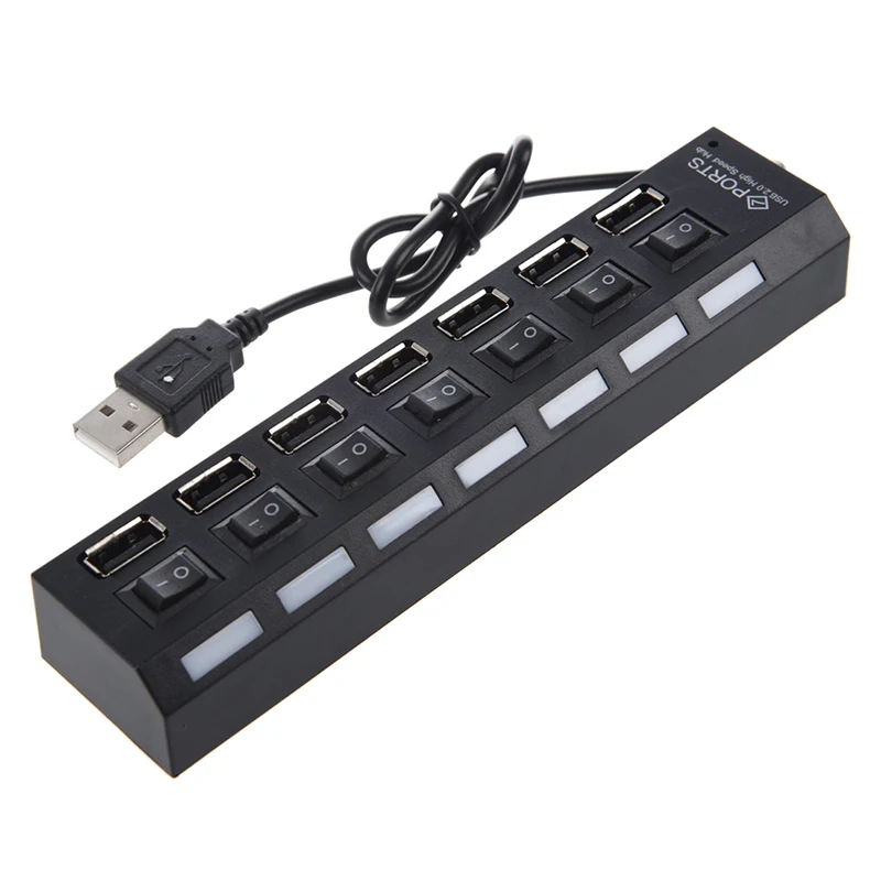 

SODIAL(R) 7-Port USB Hub with ON / OFF Switch, Black