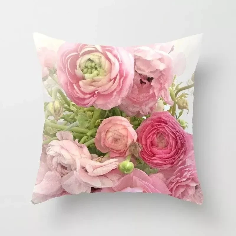 

Rose Peony Home Decortive Flower Printed Pillow Case Mediterranean Style Throw Pillow Case for Mothers' Day Wedding