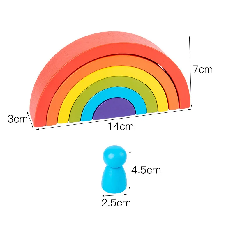 

Baby Toys Rainbow Stacker Wooden Toys For Kids Creative Rainbow Building Blocks Montessori Educational Toys Children F1962H