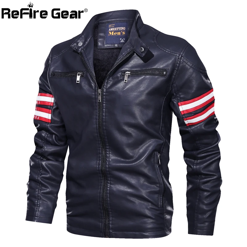 Куртка бомбер ReFire Gear мужская из искусственной кожи модная теплая тактическая