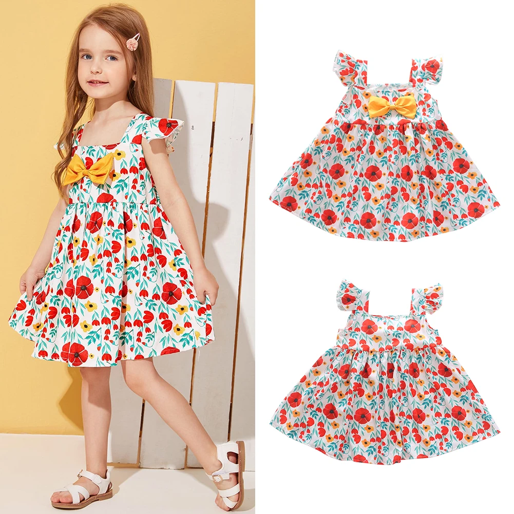 Летние платья для маленьких девочек Мягкие трапециевидной формы без рукавов с