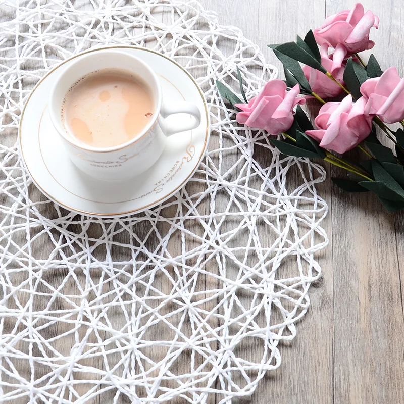 Полый тканый коврик Круглый бумажный волоконный для фотосъемки реквизит фон