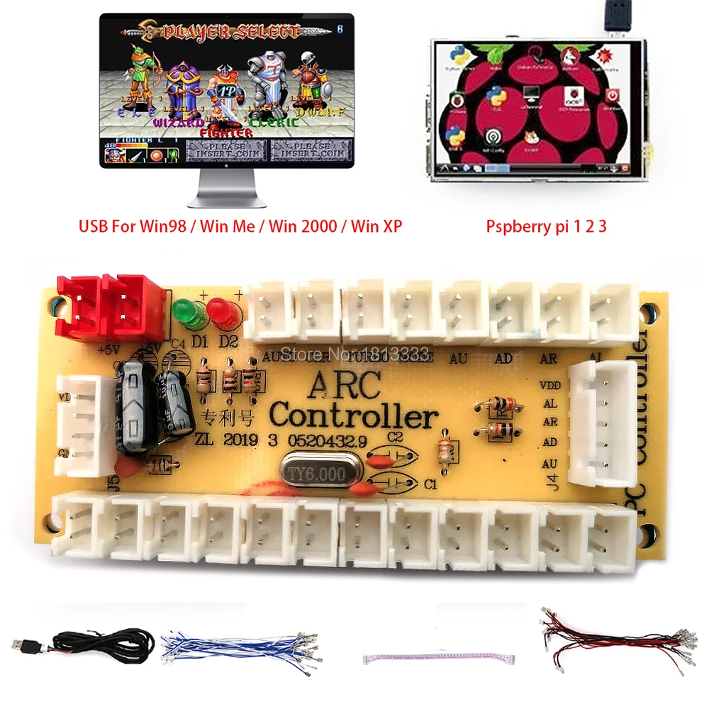 

20 set Zero Delay Arcade USB Encoder PC To Joystick Circuit Board Control Panel Joypad USB Board Button Wire For Gaming