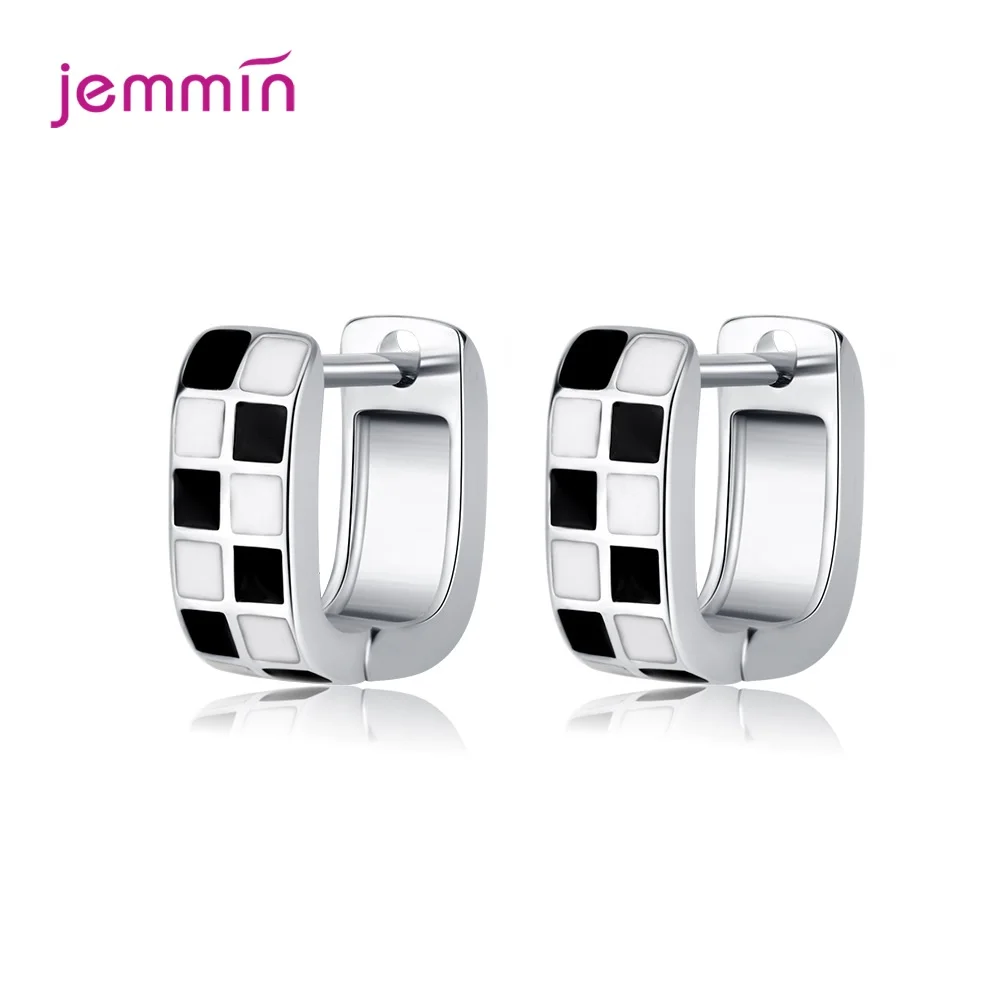 

925 Sterling Silver Vintage Square Hoop Earrings For Women Girls Wedding Engagement Fashion Jewelry Wholesale
