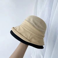 summer breathable sun protectors caps women black beige all match street bucket hat foldable fashion thin sun hats 56 58cm 2021