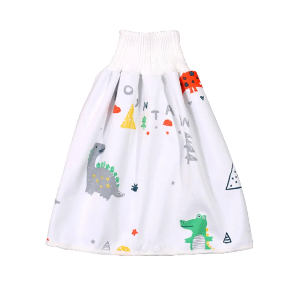 Baby Cloth Diapers Nappies Waterproof Training Pants High Waist Washable Urination Cotton Children Dinosaur Mattress Bed Skirt
