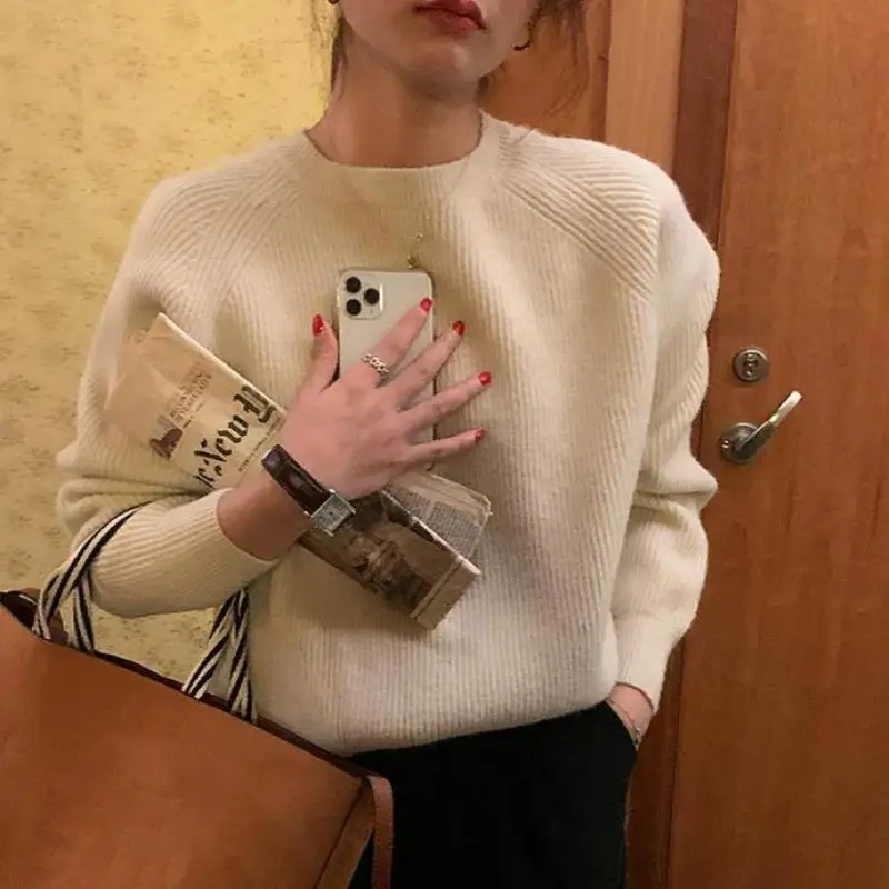 

WEIHAOBANG 2021 Autumn Winter New Women's Solid Casual Knitting Sweater Ladys Long Sleeve O Neck Slim Knited Sweaters