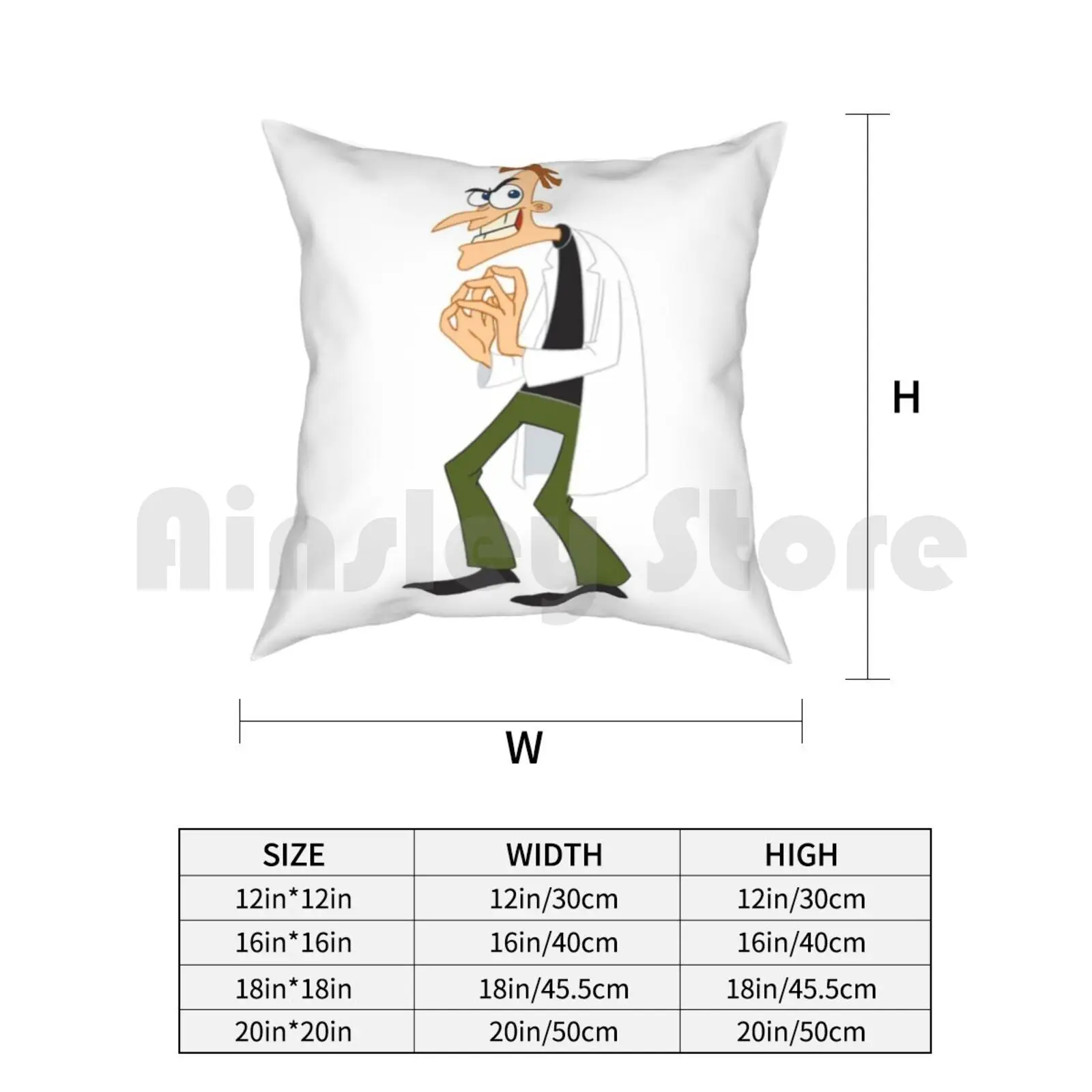 Подушка Dr Doofenshmirtz домашняя мягкая декоративная подушка с принтом черно-белая