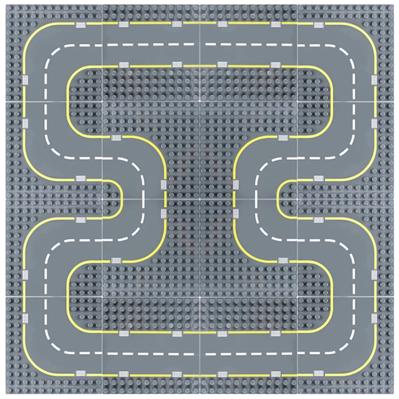 City Road Street Baseplate Straight Crossroad Curve T-Junction Building Blocks Base Plates Construction for Children Kids Gift | Игрушки и