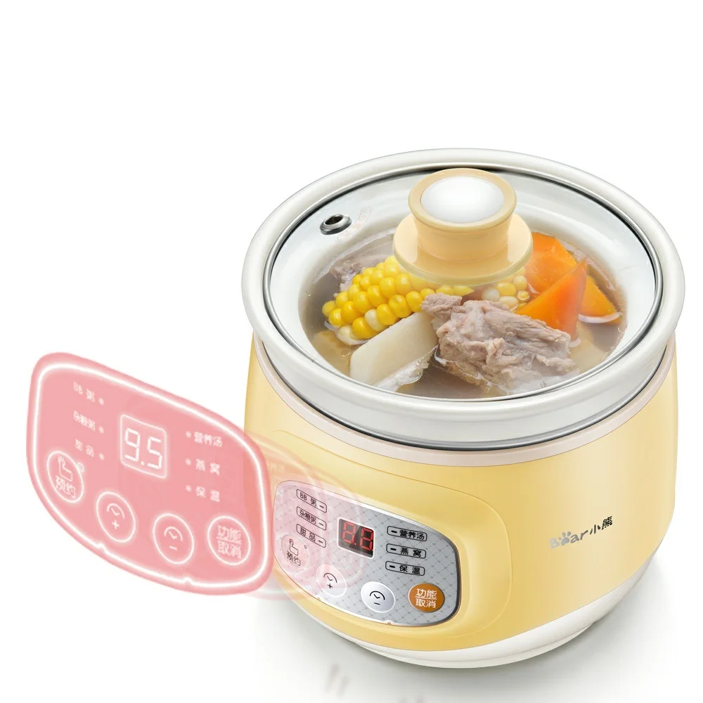 

220V 1L Mini Electric Stewing Pot Ceramic Inner Multi Cooker Household Electric Slow Stewer