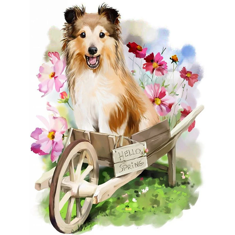 

Алмазная живопись 5D «сделай сам» с собакой, подарок ручной работы, алмазная вышивка с кошкой, животным, вышивка крестиком, весенние домашние...