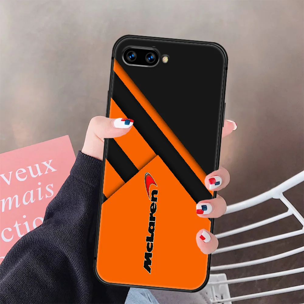 

Luxury logo Car MCLAREN Phone Case Cover Hull For HUAWEI Honor 8 8c 8a 8x 9 9a 9x V10 MATE 10 20 I Lite Pro black Cover Silicone