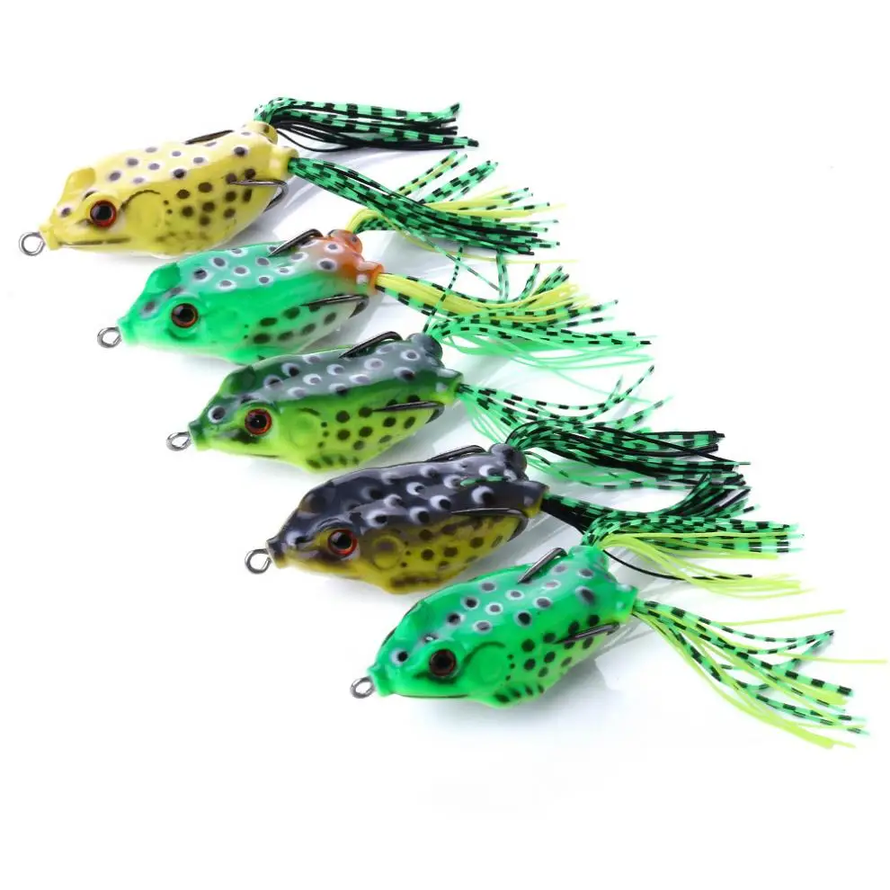 5pcs/lot 3D Eyes Soft Frog Lure Silicone Bait 5 Colors Mixed 12g Fishing Wobblers Artificial with Transparent Box | Спорт и