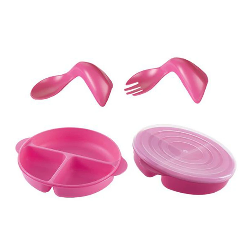 

Creative Safety Plate Children's Cartoon Dinner Plate Dishes Fruit Round Split 3 Grid Baby Dishes