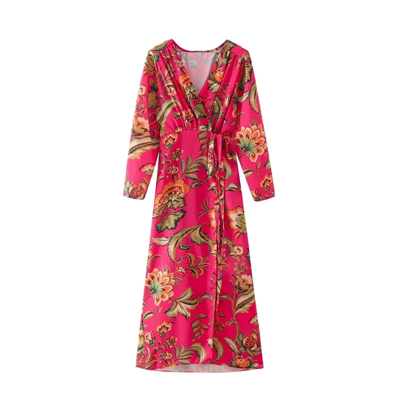 

Новинка 2021, женская одежда для ранней осени ZA, универсальное элегантное платье в европейском и американском стиле на шнуровке с принтом