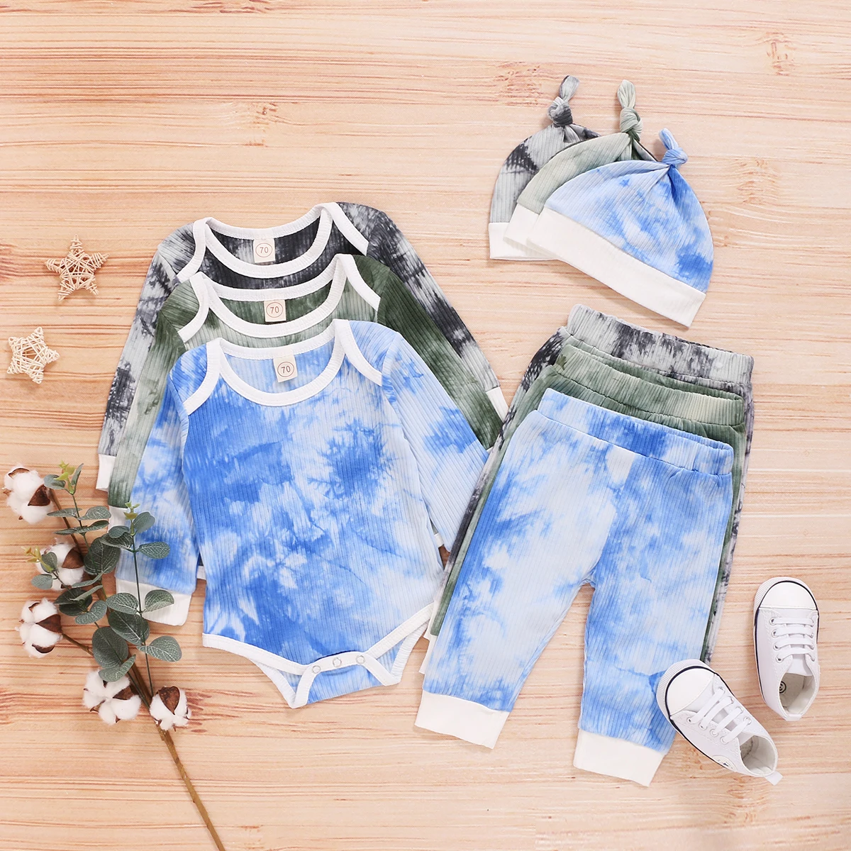 Костюм для новорожденных из 3-х предметов повседневный осенний костюм с длинным