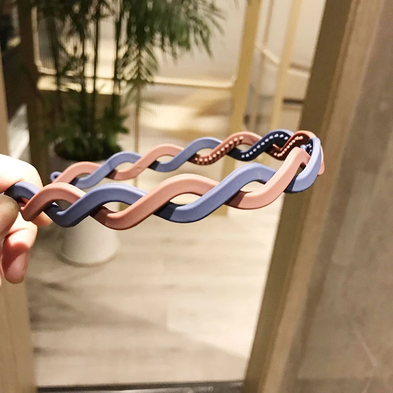 

Splicing Color Non-slip Head Hoop Fashion Headbands Candy Color Bezel Hair Accessories Frosted Twist Cross Hair Hoop