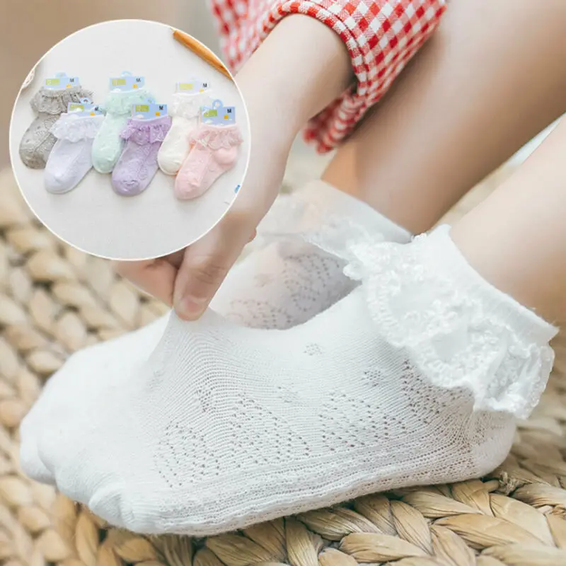 Милые детские носки для маленьких девочек хлопковые кружевные Дышащие принцессы