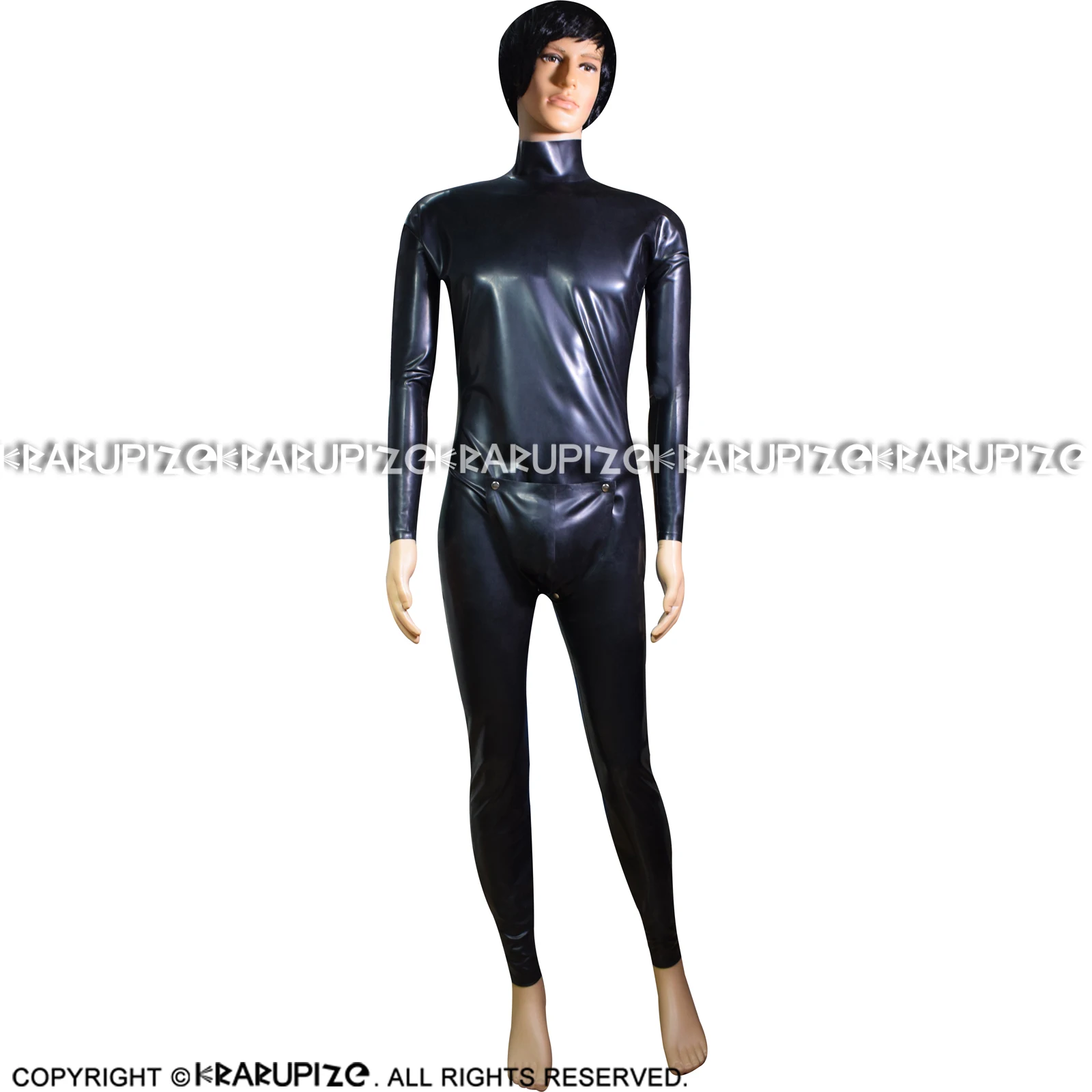 Black Sexy Latex Catsuit With Codpiece Back Zipper Rubber Body Suit Bodysuit Zentai Overall LTY-0133 | Тематическая одежда и