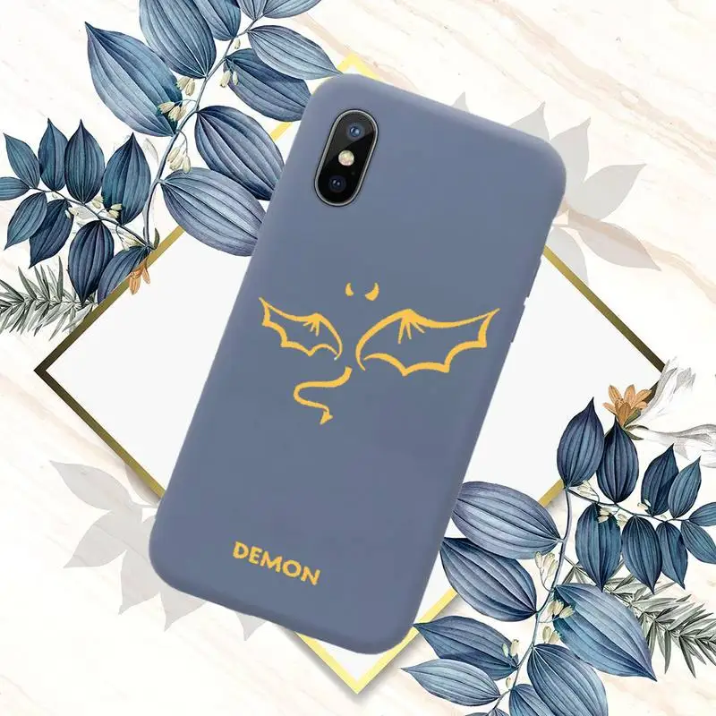 

Demon Angel Couple BFF Cartoon Phone Case Blue Candy Color for iPhone 11 12 mini pro XS MAX 8 7 6 6S Plus X SE 2020 XR