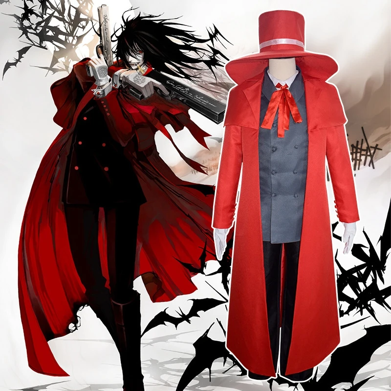 

Анимационные костюмы Хеллсинг Алукард костюмы для косплея король вампиров красная плащ униформы костюмы на Хэллоуин костюм вампира