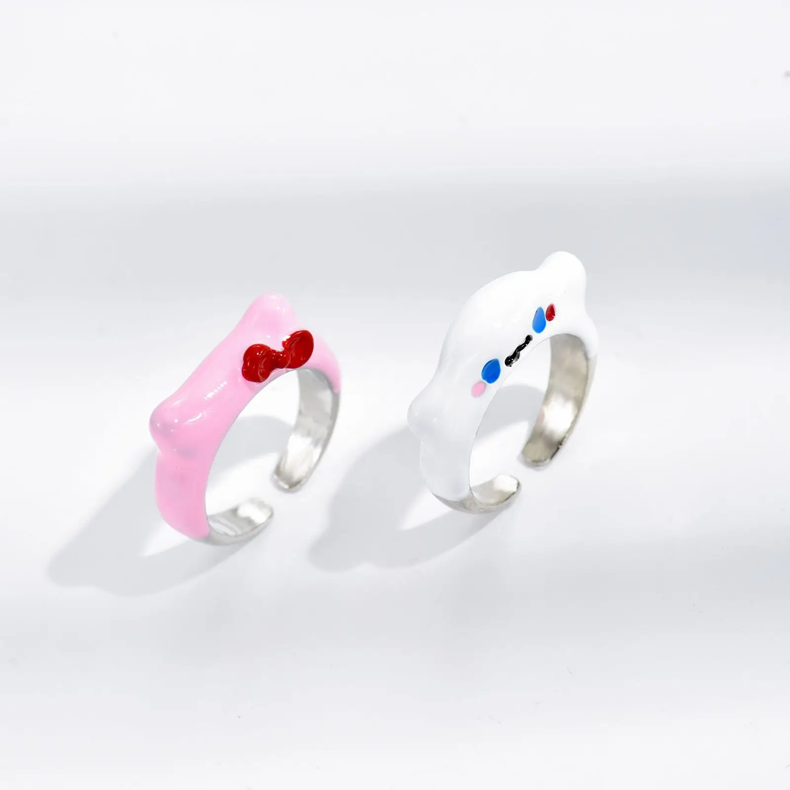 Каваи Дешевая Цена 2021 Новая Бантовая Кошка Cinnamoroll Картинка Sanrios Милый Открывающийся Регулируемое Креативное Кольцо Подарки для Пар