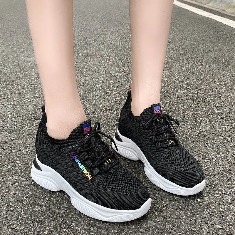 

Brand Women Autumn Mesh Platform Sneakers Trainers Shoes High Heels Wedges Outdoor Shoes Breathable Casual Shoes Woman 2021