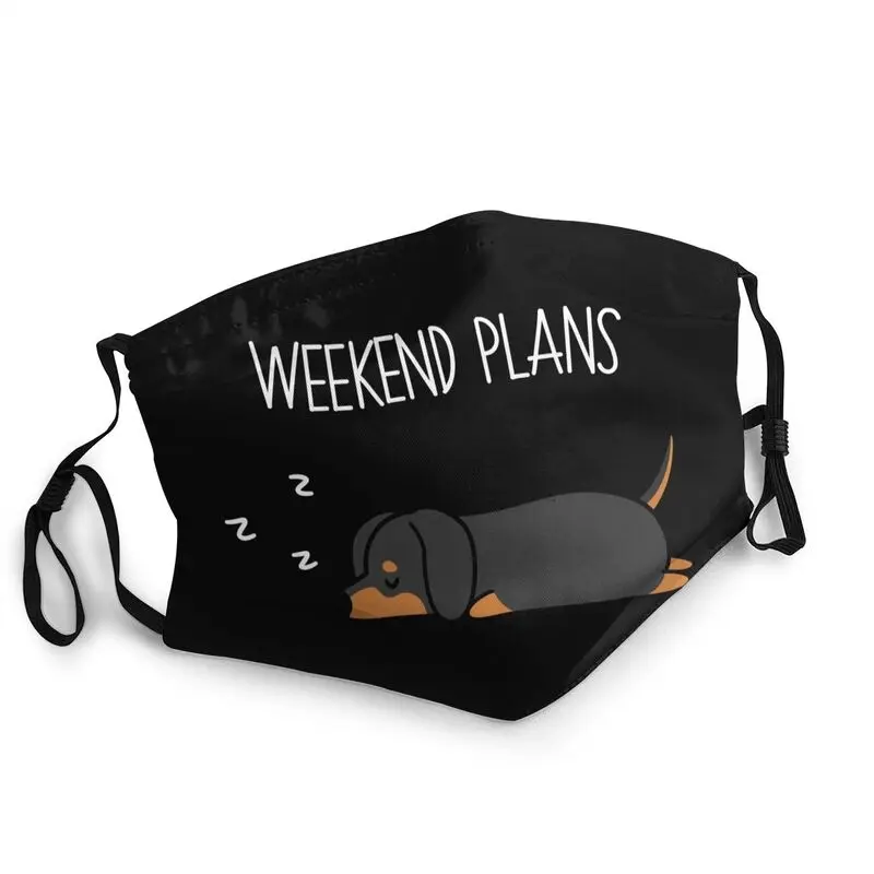 Dachshund Weekend Plans Mask Dustproof Breathable Wiener Badger Sausage Dog Face Mask Protection Cover Respirator Mouth-Muffle