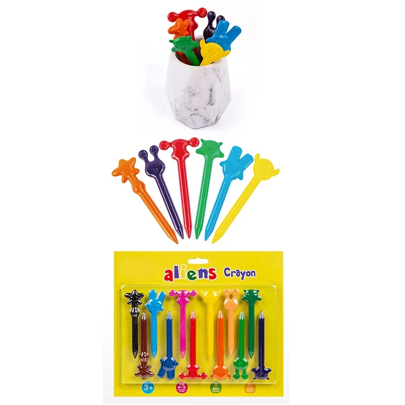 

12PCs Creative 12 Colors Alien Crayon Cute Children Students Graffiti Pens Painting Drawing Stationery Supplies Gifts